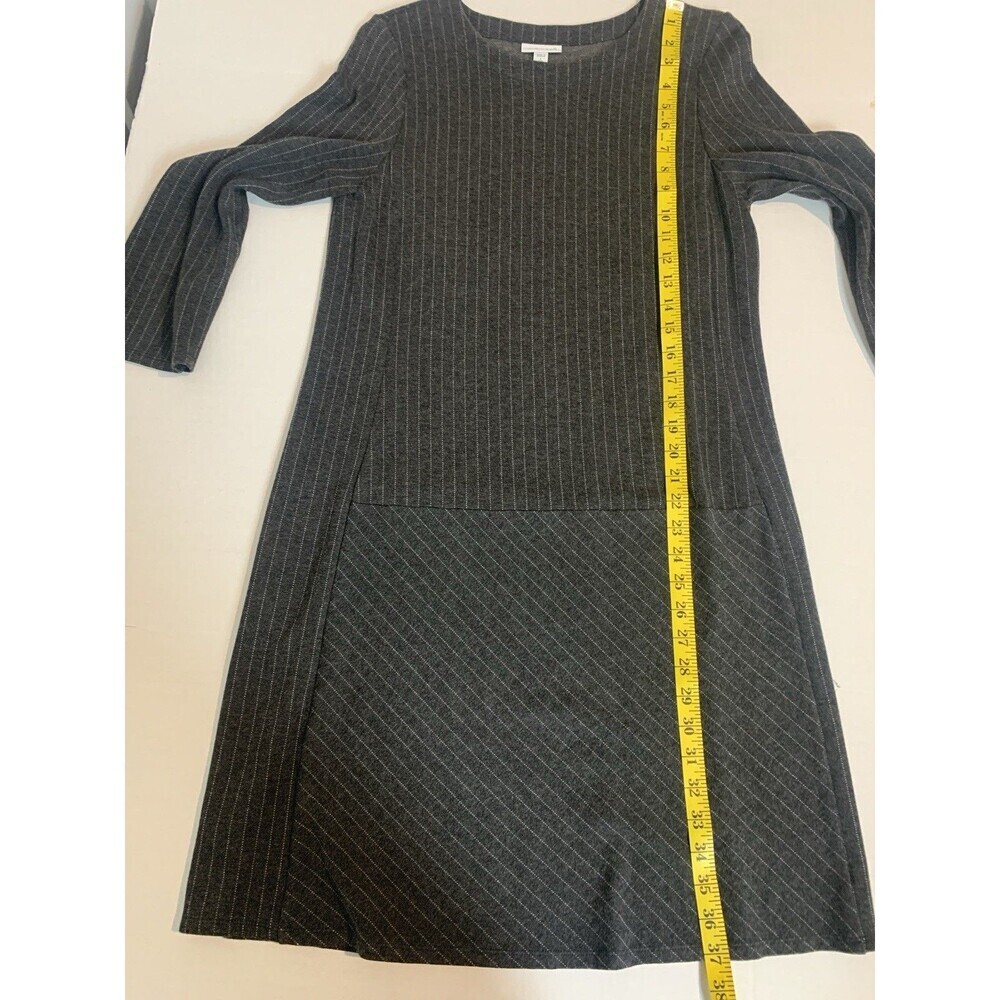 J. Jill Ponte Grey White Classic Pinstripe Career Dress 3/4 Sleeve Stretch Small - Picture 7 of 7